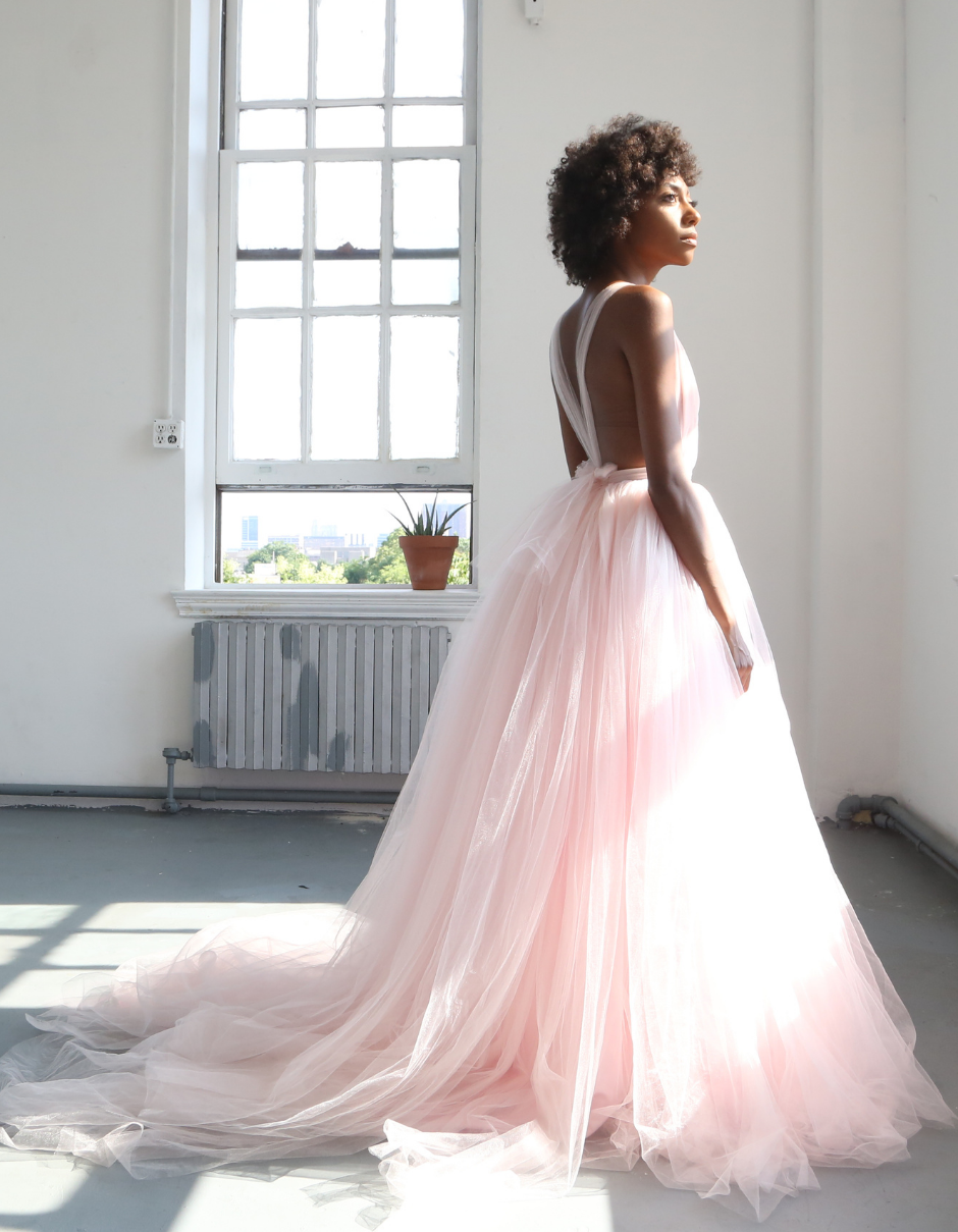 Pale pink tulle dress by the lotus bloom co