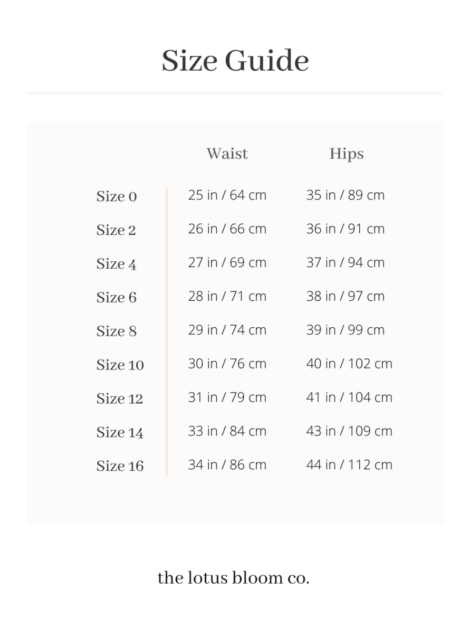 size guide | the lotus bloom co.