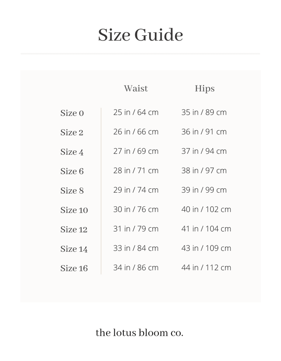 size guide | the lotus bloom co.