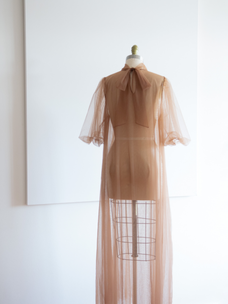 Beigey brown tulle smock maxi dress by the lotus bloom co.