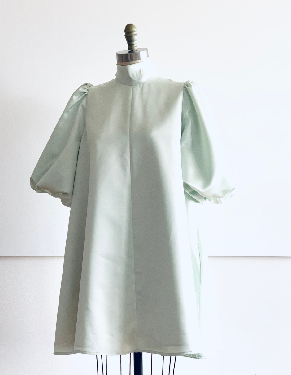 Cool mint green satin smock dress by the lotus bloom co.