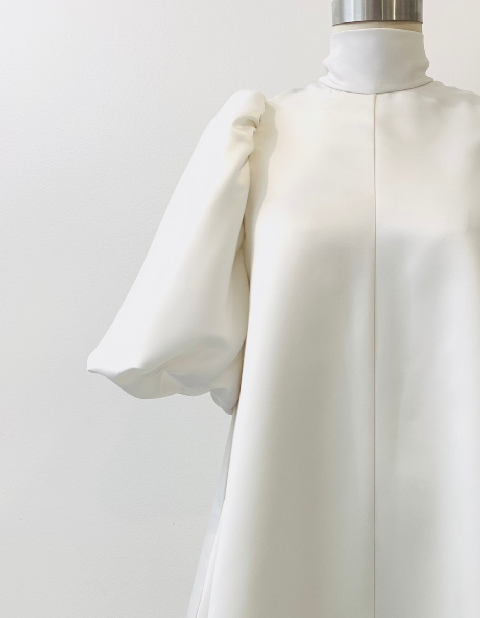 Ivory satin smock dress by the lotus bloom co.